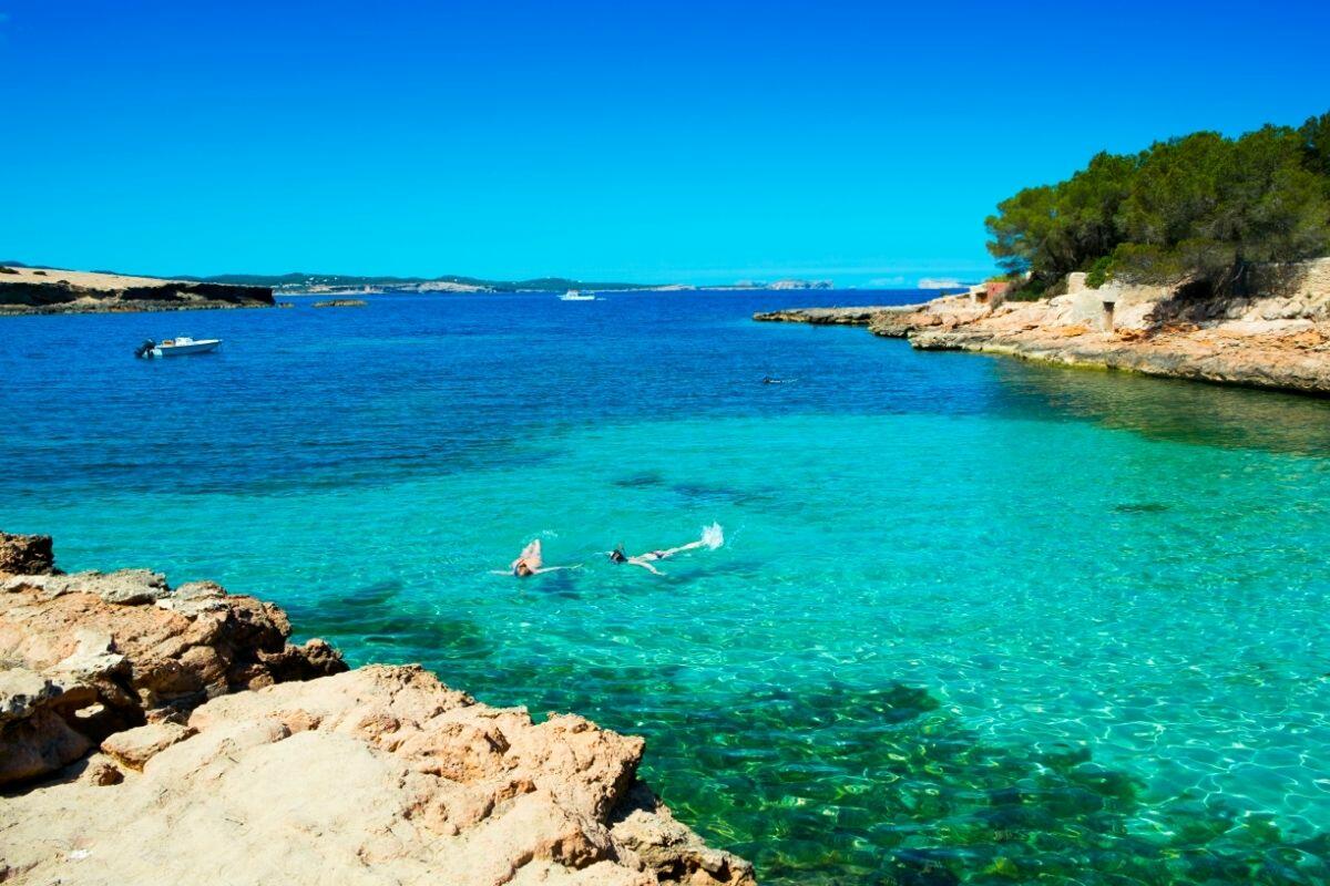 Ibiza summer 2021: Cala Gracioneta Beach in Ibiza Island, Spain