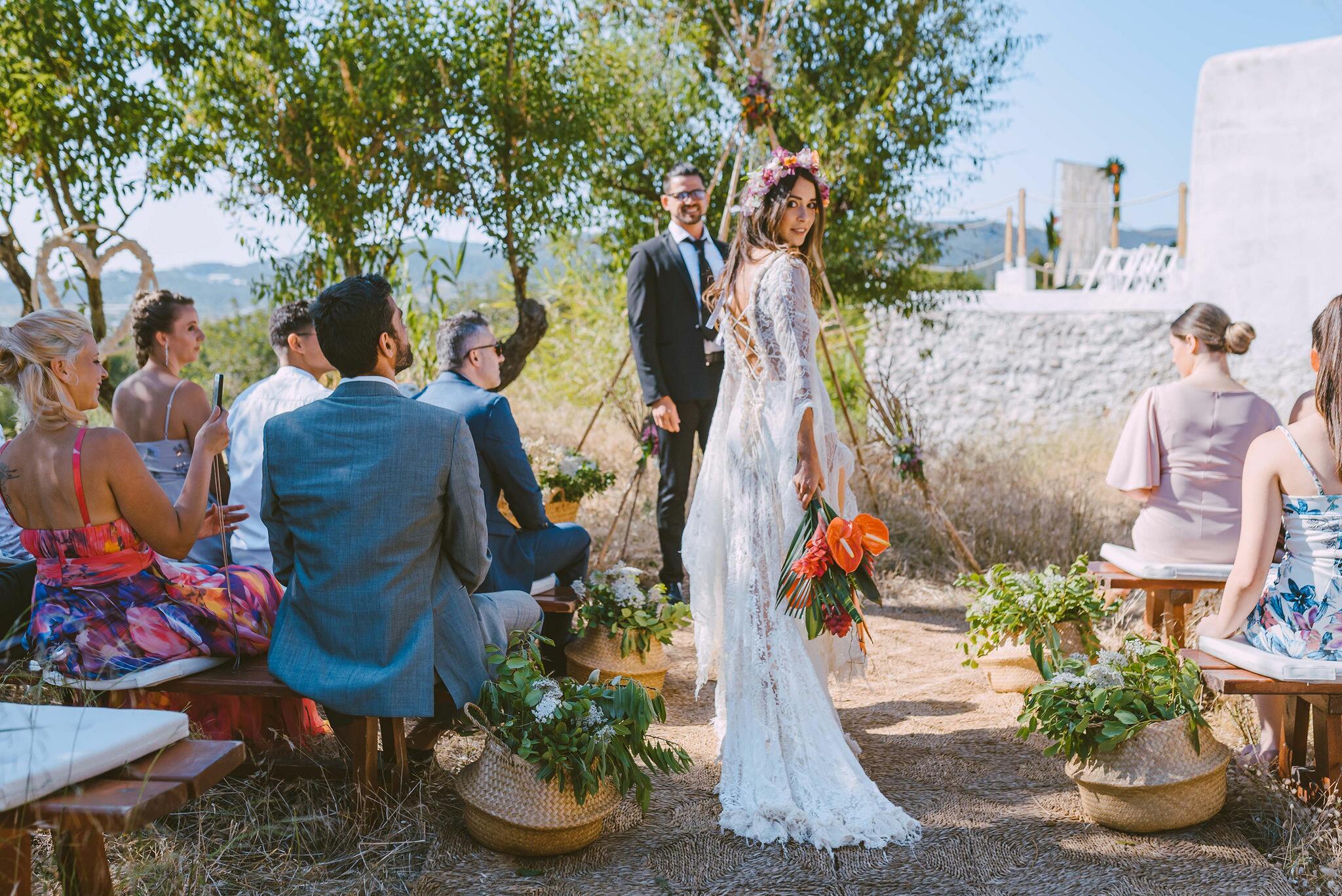 Intimate outdoor wedding at a private villa in Ibiza